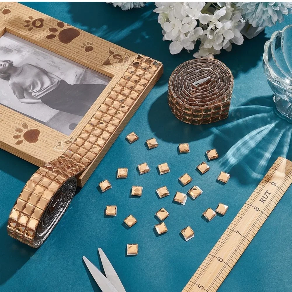 NWT Crystal Rhinestone Ribbon Self-Adhesive Sticker Banding Belt Wrap Champagne